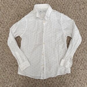 Zara Shirt‎ Boys Sz 8 Printed Button Up Shirt White formal